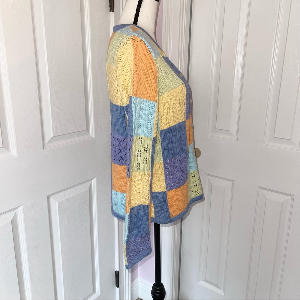 Talbots Multicolor Patchwork Cardigan - image 6